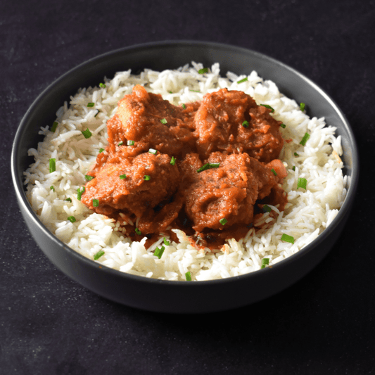 Albondigas de berenjenas con arroz basmati