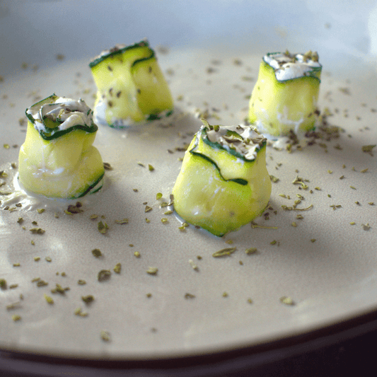 Rollitos de calbabacin con ricotta y limon