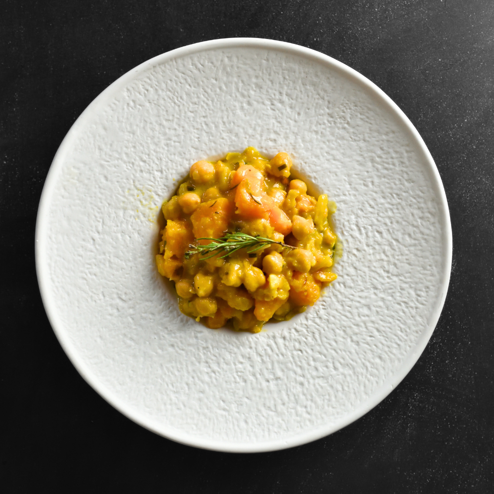 Guiso de Calabaza, Garbanzos y Coco con Jengibre