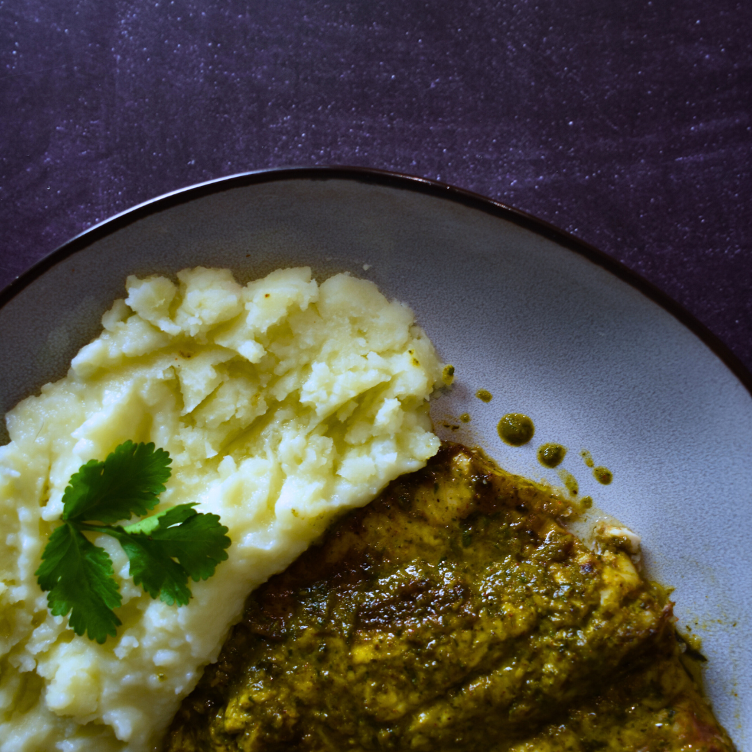 Lubina al Horno con Chermoula y Puré