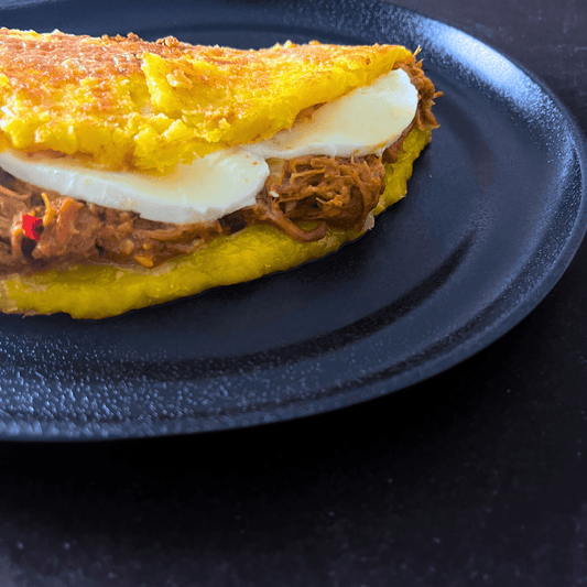 Cachapas con Pulled Pork y Queso Fresco